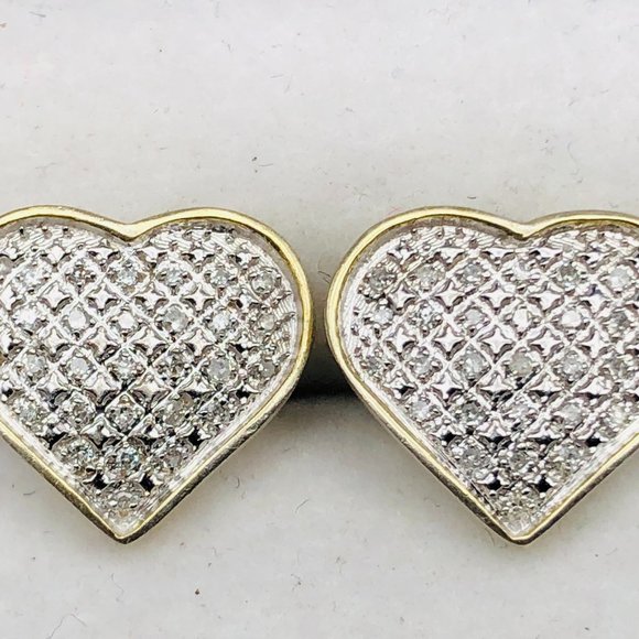 Diamond Heart-shaped Earrings with Sterling Silver - GND Designer - 2.3 Grams - Picture 2 of 12